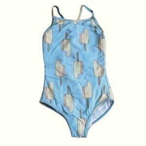 Hanna Andersson Light Blue Novelty Popsicle Print One Piece Strappy Swimsuit